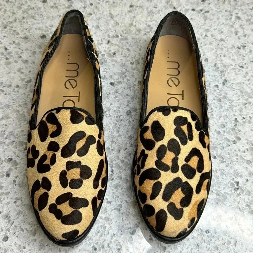Me TOO Cambrie Tan Black Jaguar Haircalf size 6 no signs of wear flats - Picture 3 of 7